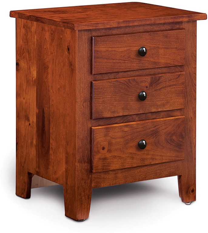 Simply Amish Bedroom Shenandoah Solid Wood 3 Drawer Nightstand 183478
